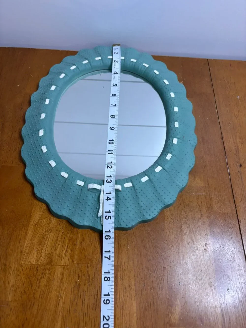 VTG 80s Country Cottage Wall Shelf Mirror & Notepad Green & Peach 3Pc Gallery